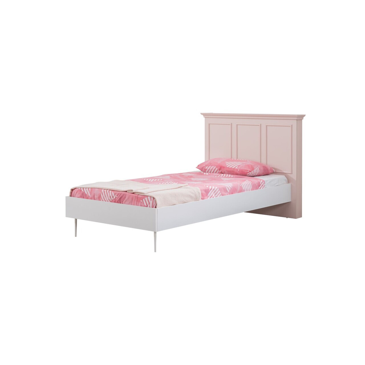 Pat de o persoană, Hanah Home, Rosa, 124x105x215 cm, PAL, Roz/Alb - view 3