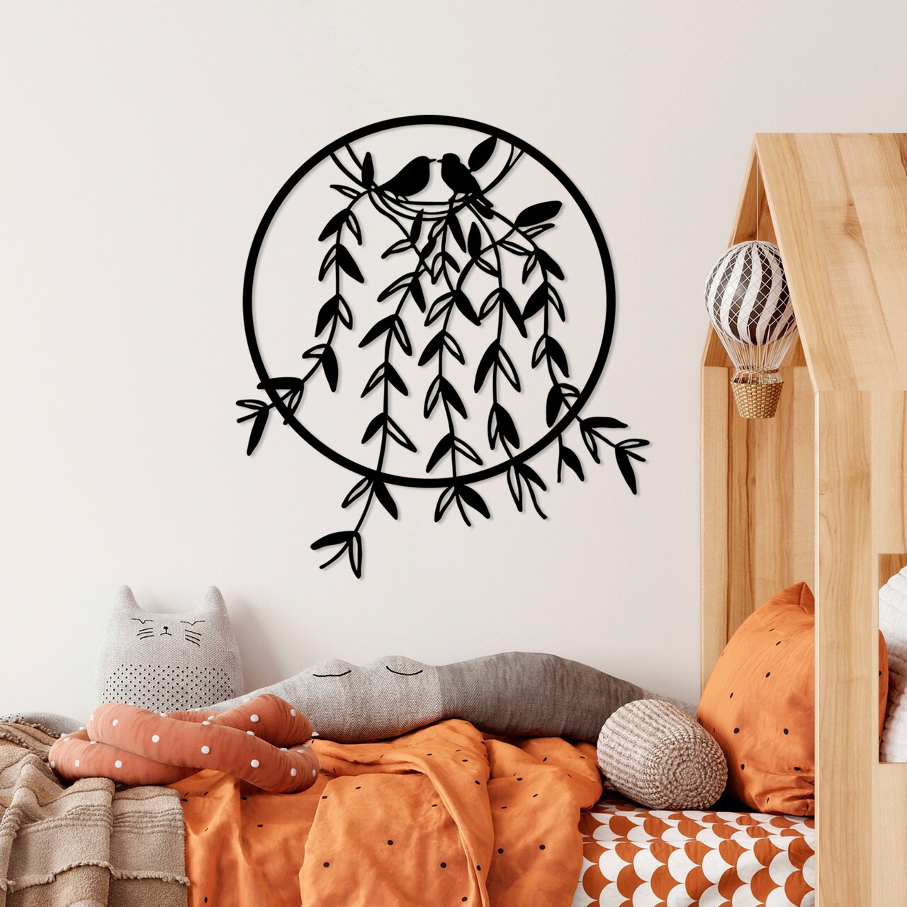 Decoratiune de perete, Bird Nest, Metal, Latime: 56 cm / Inaltime: 56 cm, Multicolor - 1 | YEO