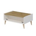 Masuta de cafea, Hanah Home, Mitra, 90x41x60 cm, Alb / Artizanal