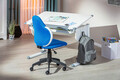 Scaun de birou pentru copii Jessi, Inter Link, 52x56x94-103.5 cm, rotativ, plastic/poliester, albastru/alb