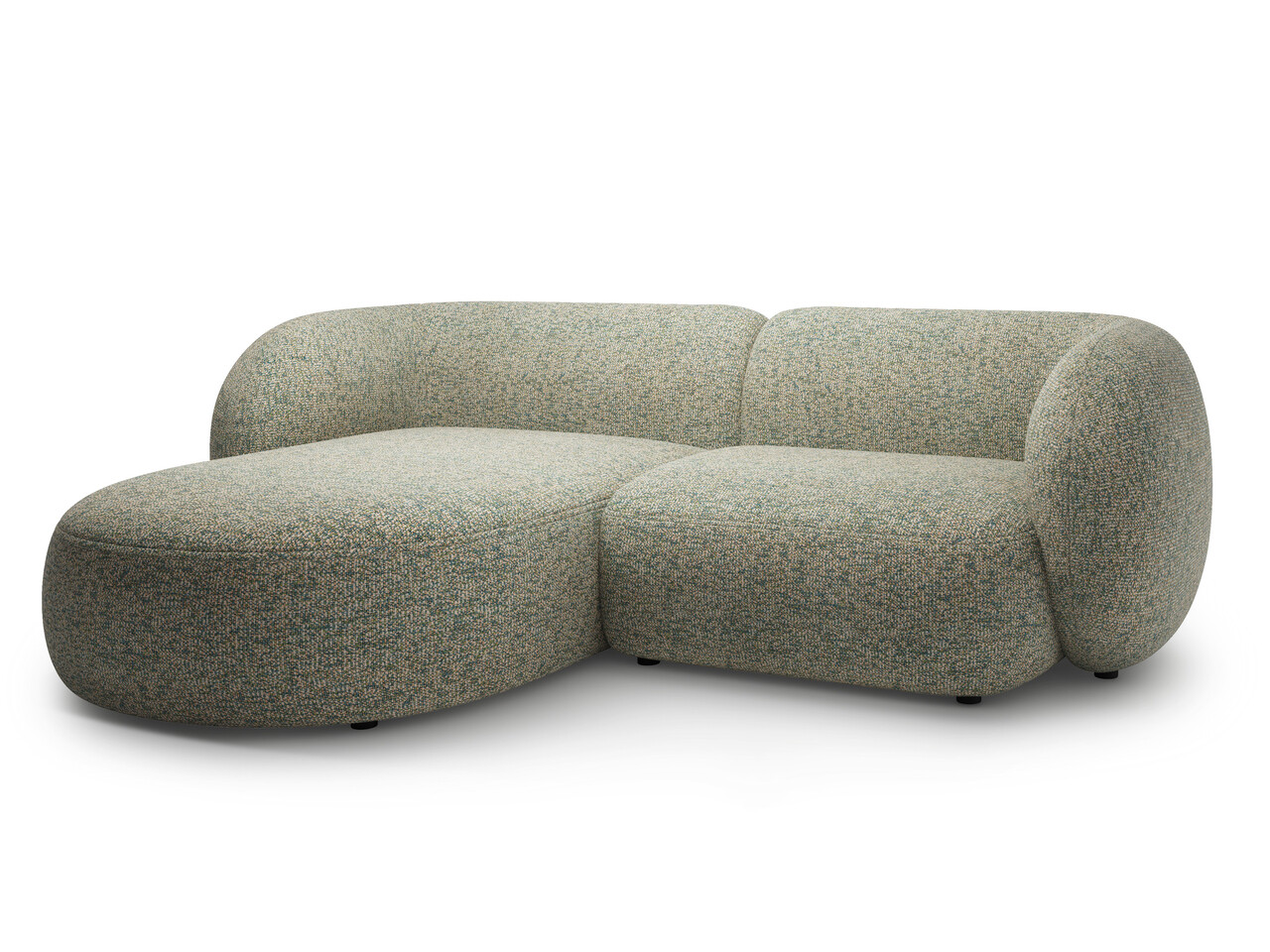 Coltar stanga 2 locuri, Kate, Micadoni, 255x176x76 cm, tesatura structurata, verde muschi melanj - 1 | YEO