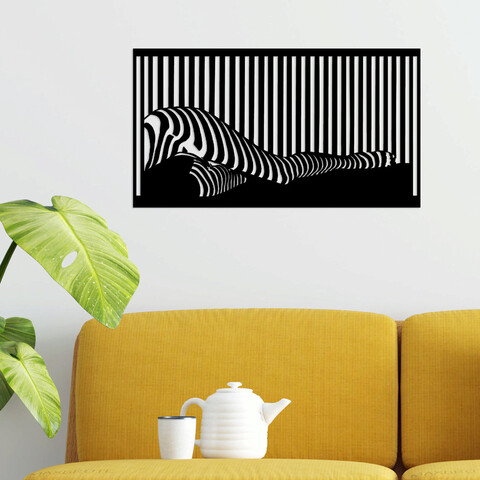 Decoratiune de perete, woman 3, metal, dimensiune: 38 x 69 cm, negru