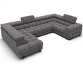 Coltar extensibil stanga 3 locuri ELTAP, LT-04AU, Fectory, 346x205x93 cm, lemn/poliester, gri inchis