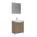 Set Dulap de Baie cu Chiuvetă și Oglindă (2 Piese), Hanah Home, Purus 65, Stejar