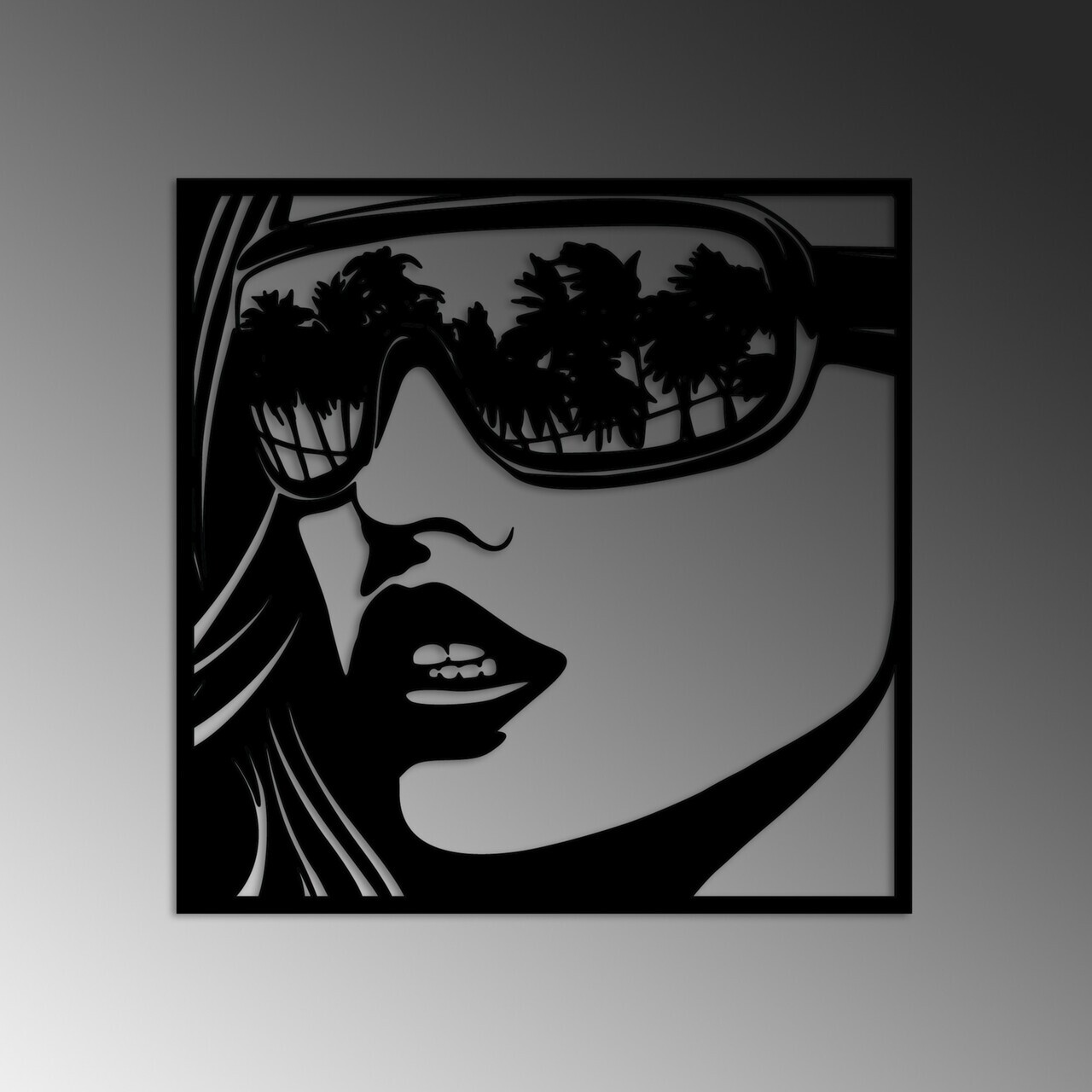 Decoratiune de perete, Miami Beach, Dimensiune: 50 x 49 cm, Negru — imaginea 6