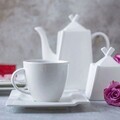Set ceai / cafea 12 piese Kubiko, Ambition, 220 ml, portelan, alb