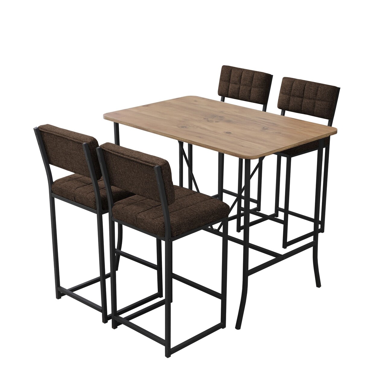 Set masa si 4 scaune de bar, Hanah Home, Retro, Maro / Nuc - imagine 3