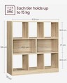 Biblioteca cu 8 compartimente Vasagle, 97.5x30x100 cm, PAL/MDF, maro deschis