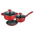 Set de gatit 5 piese Muhler, MR-5048S, aluminiu turnat/invelis din marmura, rosu