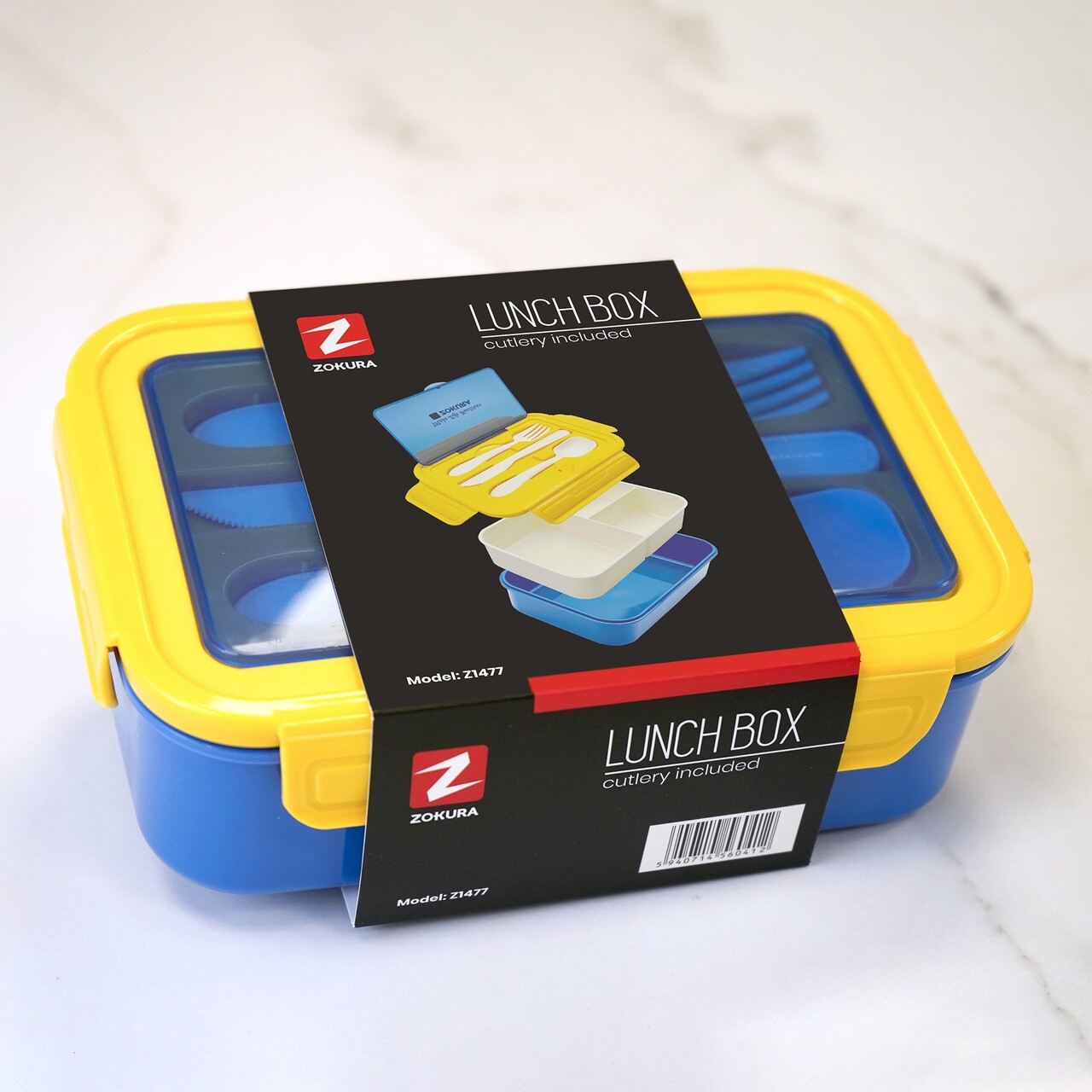 Caserola pentru pranz, cu 3 compartimente, plastic - Zokura - view 4