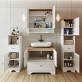 Set Dulap de Baie cu Chiuvetă și Oglindă (4 Piese), Hanah Home, 2395, MDF-LAM, Alb mat