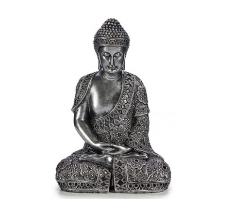 Decoratiune Praying Buddha, Gift Decor, 24 x 20 x 34.5 cm, polirasina, argintiu