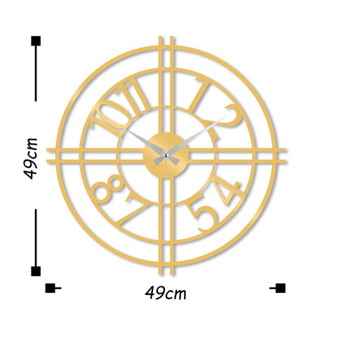 Ceas de perete, Metal Wall Clock 33, Metal, Dimensiune: 49 x 49 cm, Auriu