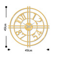 Ceas de perete, Metal Wall Clock 33, Metal, Dimensiune: 49 x 49 cm, Auriu