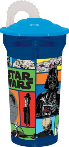 Recipient apa cu pai Star Wars, Disney, 350 ml, plastic, multicolor Disney imagine noua 2022