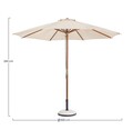 Umbrela pentru gradina/terasa Syros, Bizzotto, Ø300 x 245 cm, stalp Ø48 mm, lemn/poliester, natural