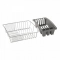 Scurgator de vase + suport de tacamuri detasabil, Aquatex, Metaltex, 35 x 30 x 11 cm, metal/invelit in polytherm, argintiu/gri