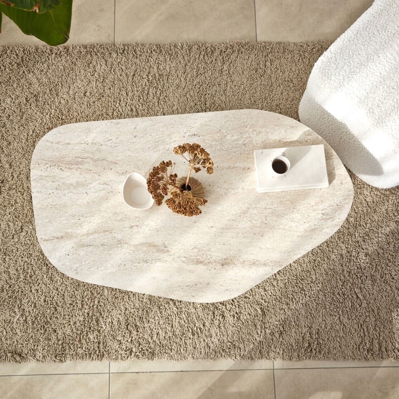 Masuta de cafea, Hanah Home, Rock, 100x35x60 cm, PAL, Travertin / Nuc — imaginea 6