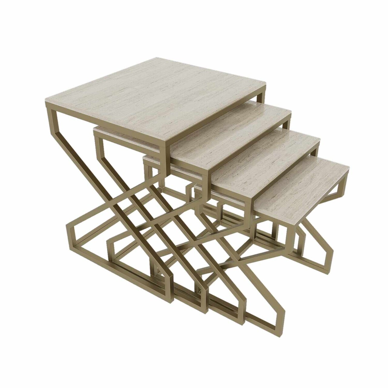 Set masute Nesting 4 piese, Hanah Home, Ela, Antic / Travertin — imaginea 3