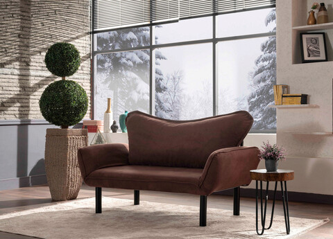 Canapea extensibilă cu 2 locuri, futon, 859ftn1227, metal, maro