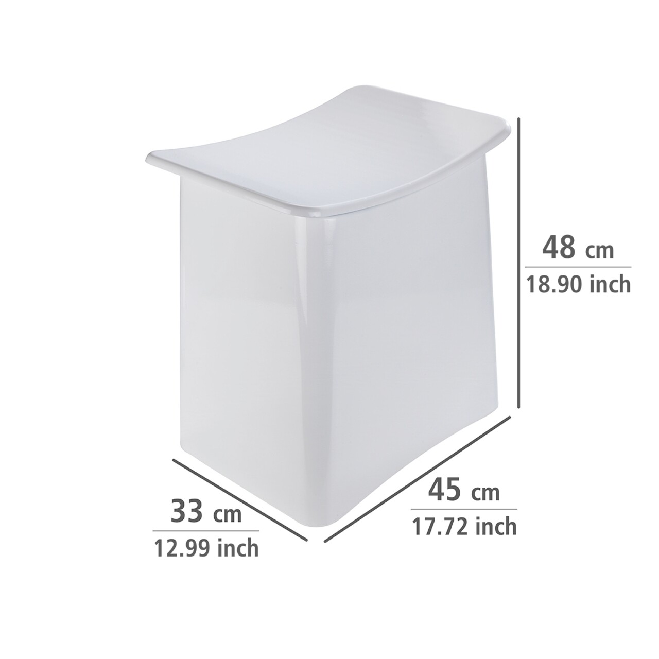 Taburet baie, Wenko, Wing, cos de rufe inclus, 33 x 48 x 45 cm, 33 L, plastic/poliester, alb - 1 | YEO