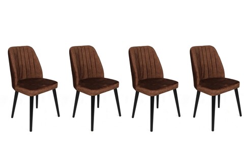 Set scaune 4 piese, Nmobb, Alfa-436 V4, Metal , Maro / Negru