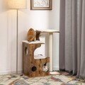 Ansamblu de joaca pisici / arbore pentru pisici, Feandrea, cu rampa pentru zgariat, 66x42x88 cm, PAL/plus/sisal, maro