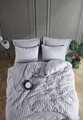 Lenjerie de pat dubla, Road Potlu - Light Grey, EnLora Home, 70% bumbac/30% poliester