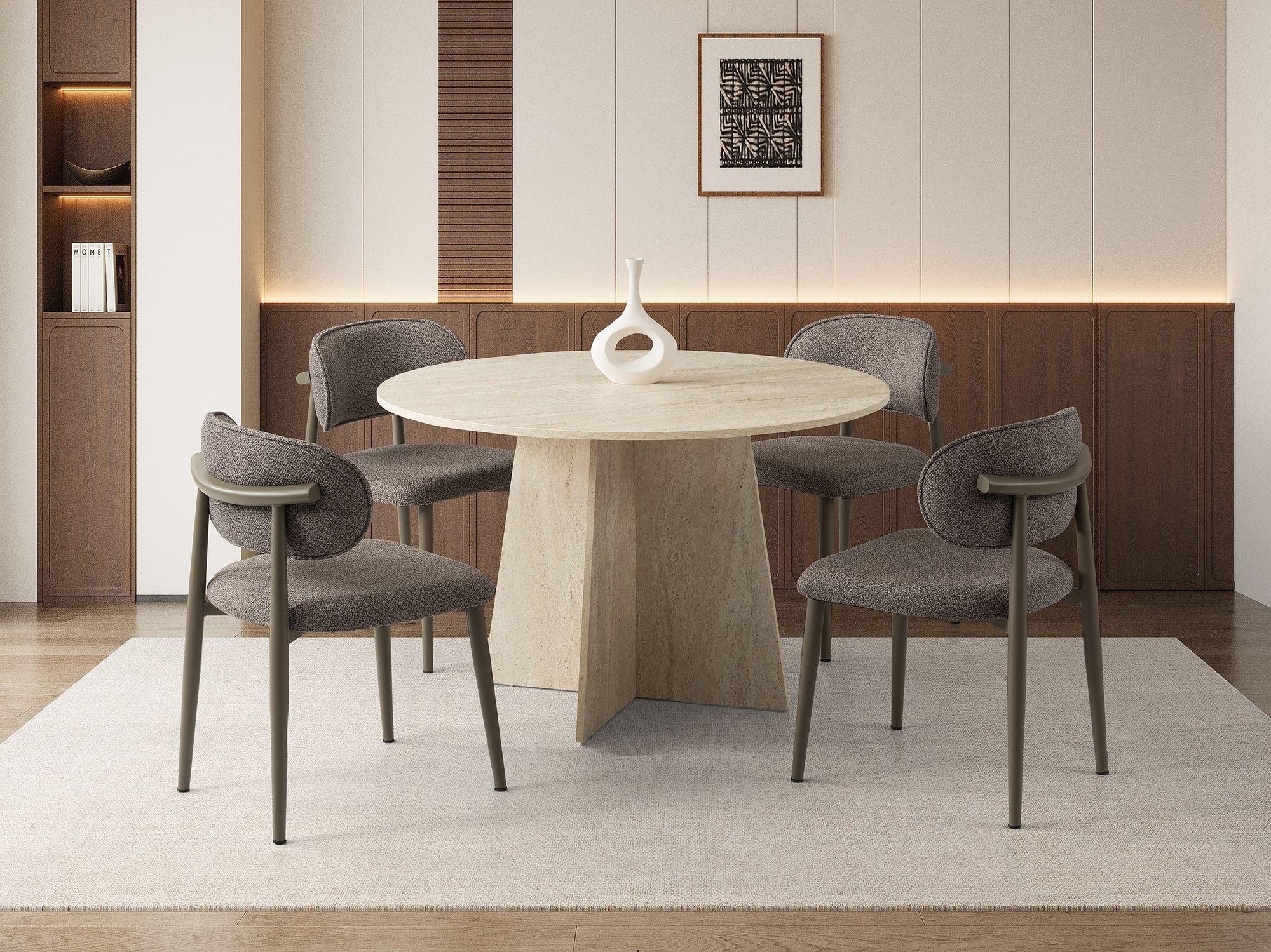 Masa, Hanah Home, Loop, 140x75x80 cm, PAL, Travertin