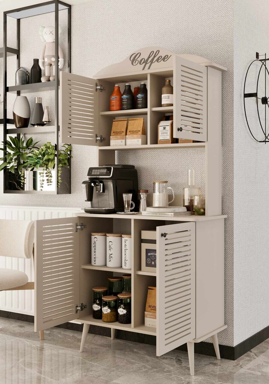 Dulap de bar pentru cafea, Hanah Home, Avior 90, 90x170x40 cm, MDF, Gresie - view 3