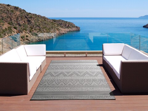 Covor rezistent interior-exterior, Weave 2 Grey, 77 x 150 cm, 100% polipropilena, gri