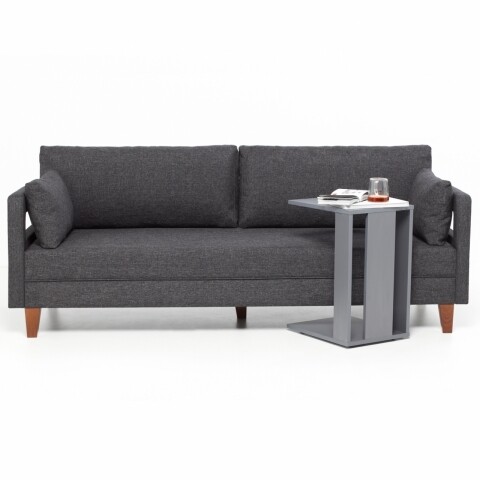 Canapea fixa comfort life, heinner, 3 locuri, stofa, gri
