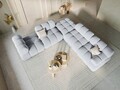 Taburet, Bellis, Micadoni Home, BL, 94x94x39 cm, catifea, albastru deschis