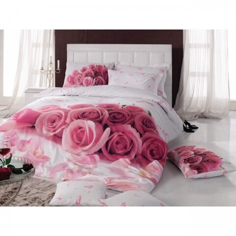 Lenjerie de pat dubla Darling Pink, 4 piese, 240 x 260 cm, 100% bumbac ranforce, multicolora