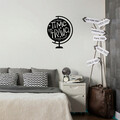 Decoratiune de perete, Time To Travel, Metal, Dimensiune: 55 x 70 cm, Negru
