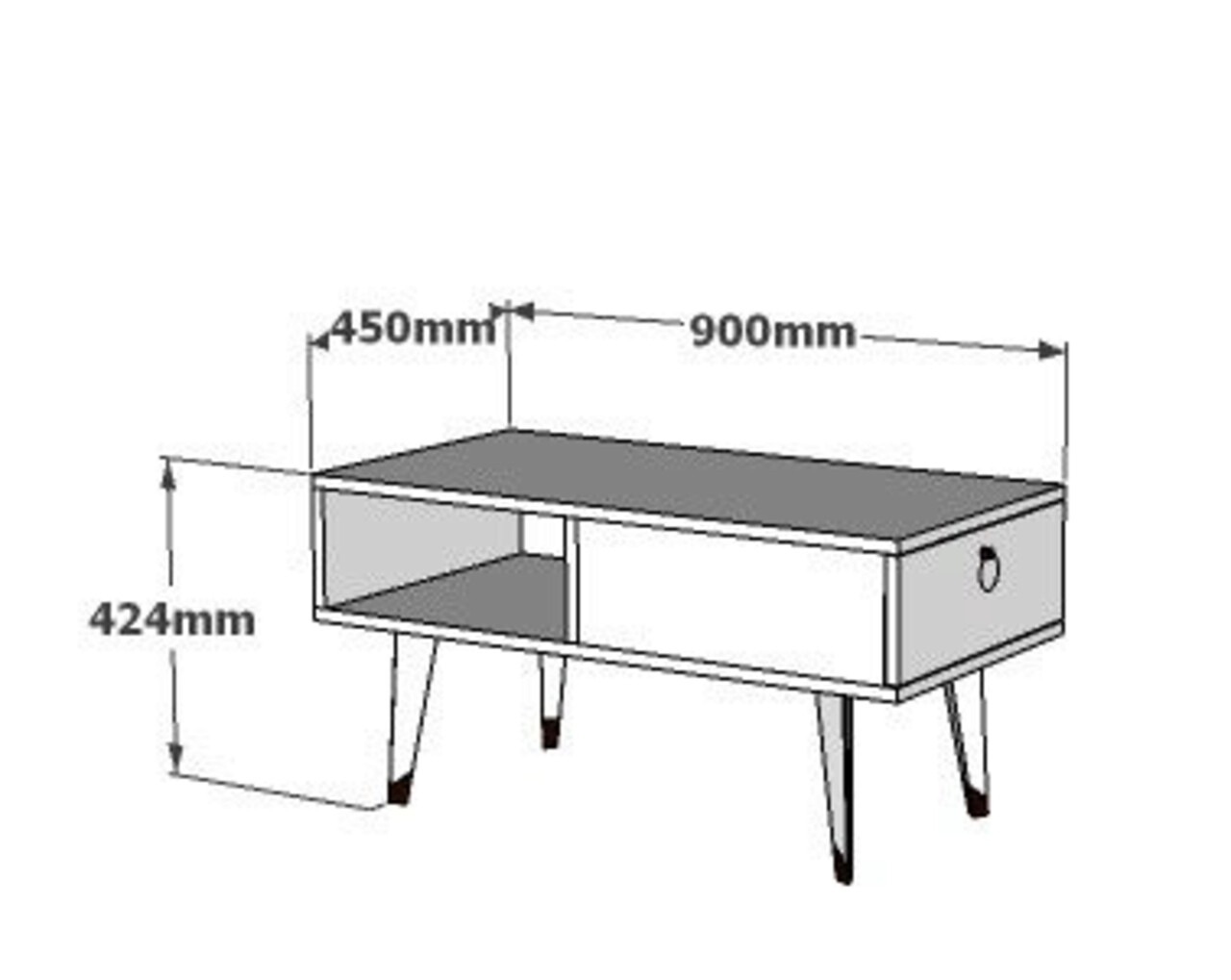 Masuta de cafea, Olivia, Delux, 90x42.4x45 cm, PAL , Safir / Alb