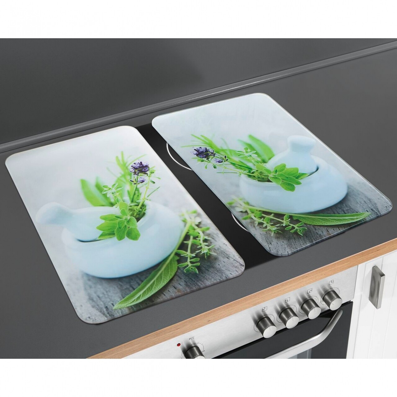 Set 2 protectii universale pentru aragaz Herb Garden, Wenko, sticla/termoplastic, 30 x 52 cm, multicolor - 2 | YEO