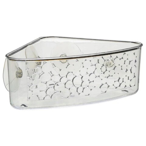 Etajera de colt pentru baie galet corner, 5five, fixare cu ventuze, 18 x 18 x 8.5 cm, plastic