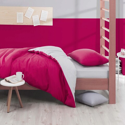 Lenjerie de pat pentru o persoana, mix - fuchsia, light grey, acasă enlora, 65% bumbac/35% poliester