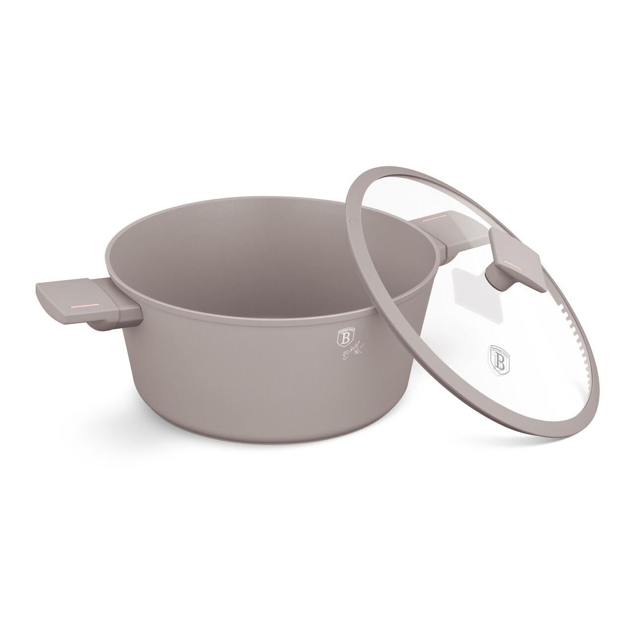 Oala cu capac Berlinger Haus, Taupe, 28 cm, 6.1 L, aluminiu forjat, taupe mat - imagine 4