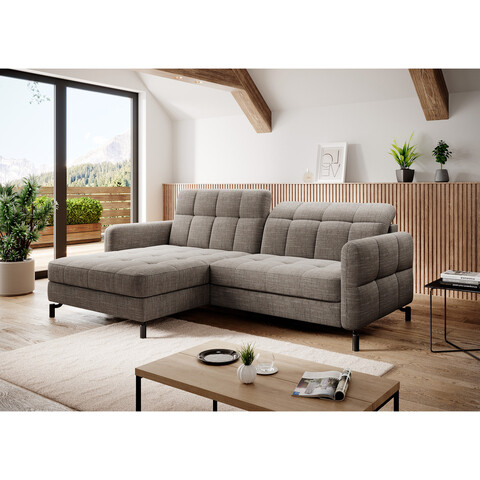 Coltar extensibil stanga 3 locuri ELTAP, Lore-146, Lorelle, 225x160x105 cm, lemn/poliester, bej inchis