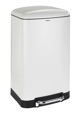 Cos de gunoi, wenko, studio easy-close, 34 x 32.5 x 61 cm, 30 l, plastic/inox, alb/negru