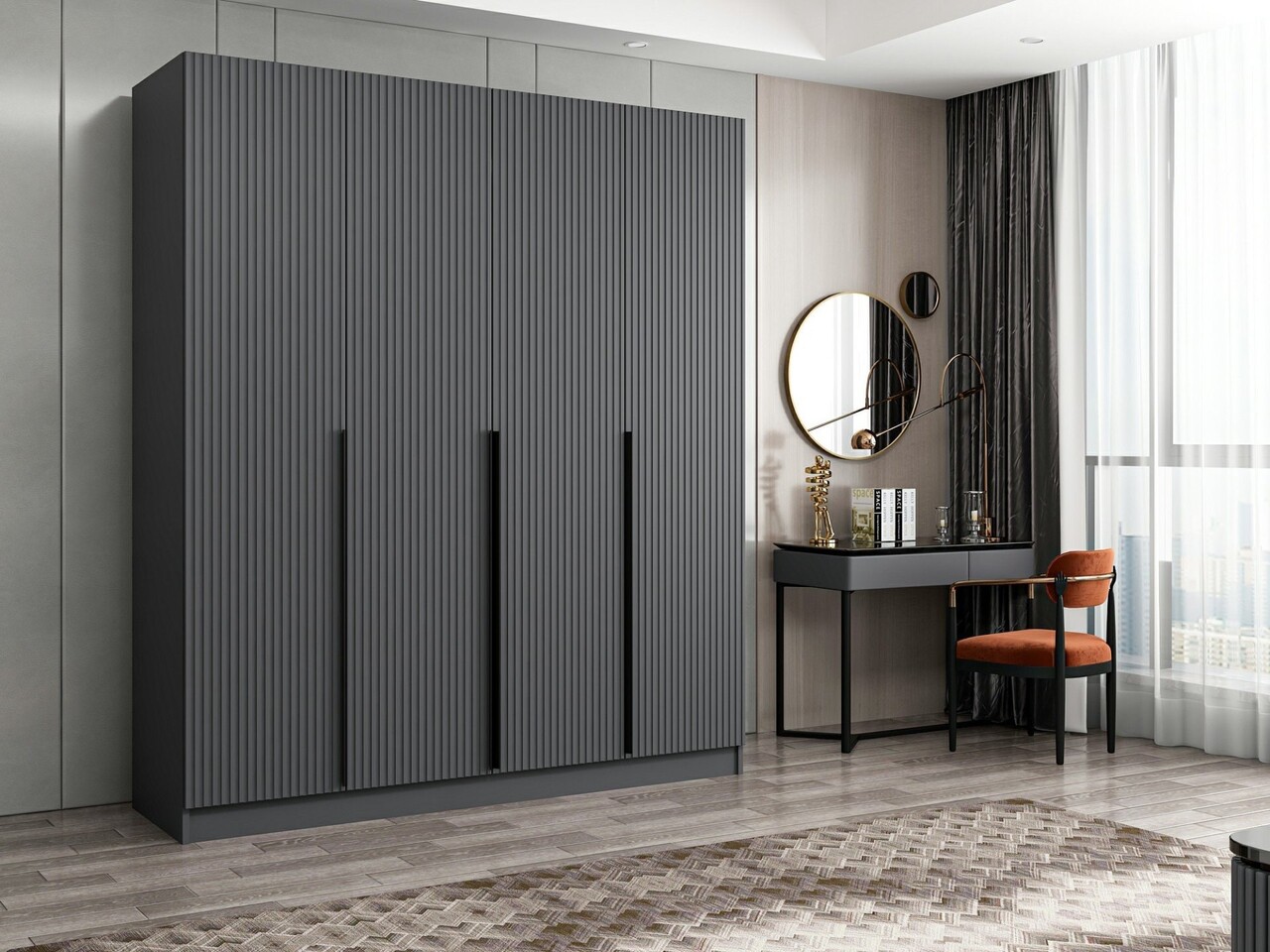 Dulap pentru haine, Minerva, Kale Plus, 180x210x52 cm, PAL, Antracit - 1 | YEO
