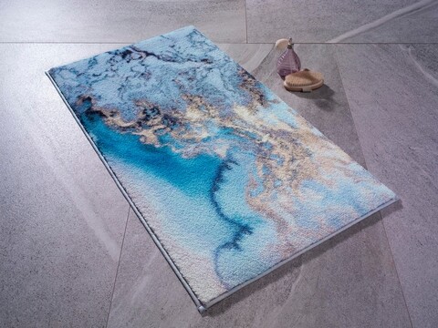 Covoras de baie water foam, confetti, 57x100 cm, albastru