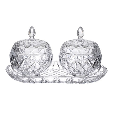 Set pentru servire 3 piese InArt Treat Clear, 23 x 12.6 cm/Ø10 cm, sticla