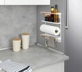 Suport multifunctional pentru bucatarie, Wenko, Magna, 33 x 8 x 34 cm, metal/bambus, alb/egru