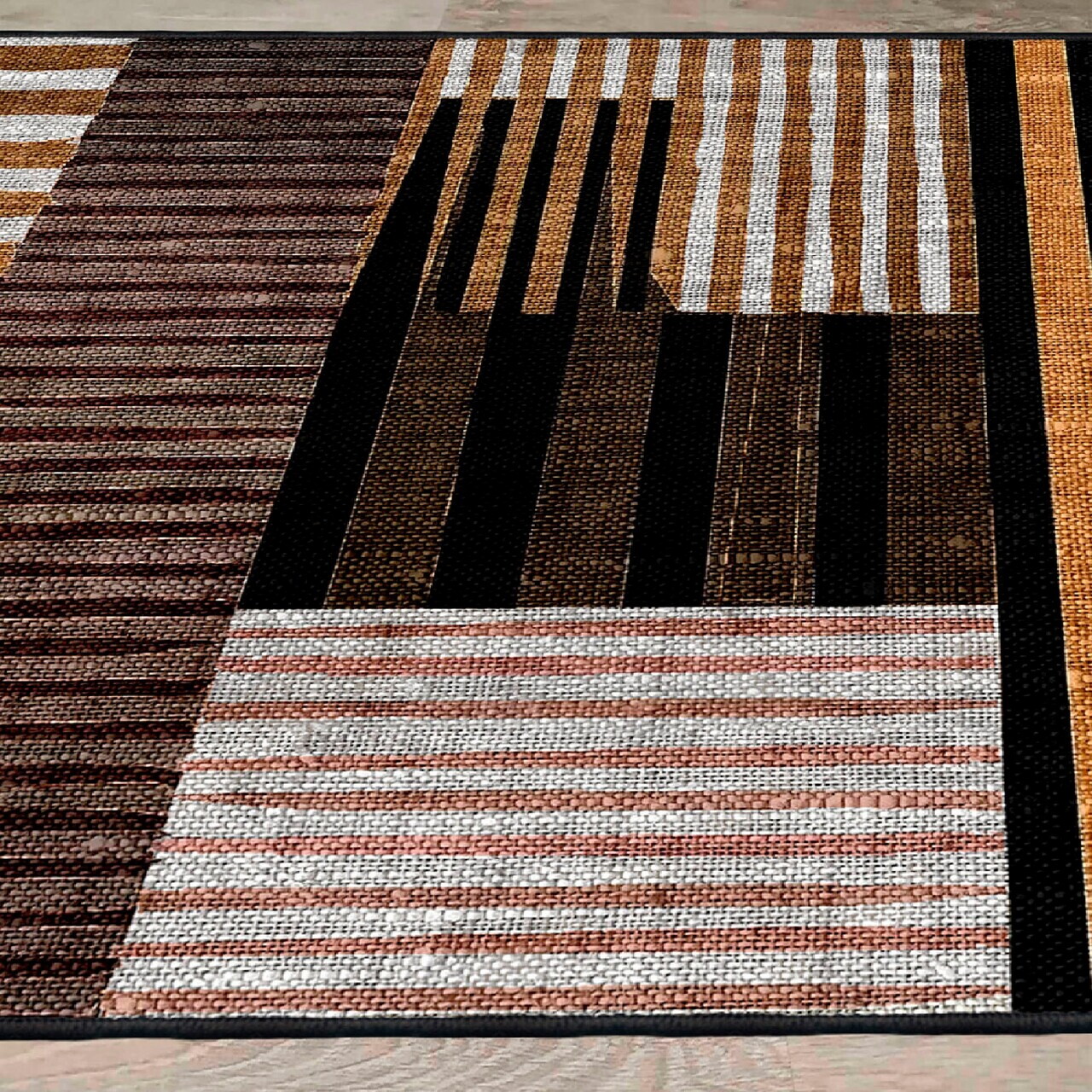 Covor, Woosonıl096, 120x180 cm, Alb / Portocaliu / Maro / Negru — imaginea 6