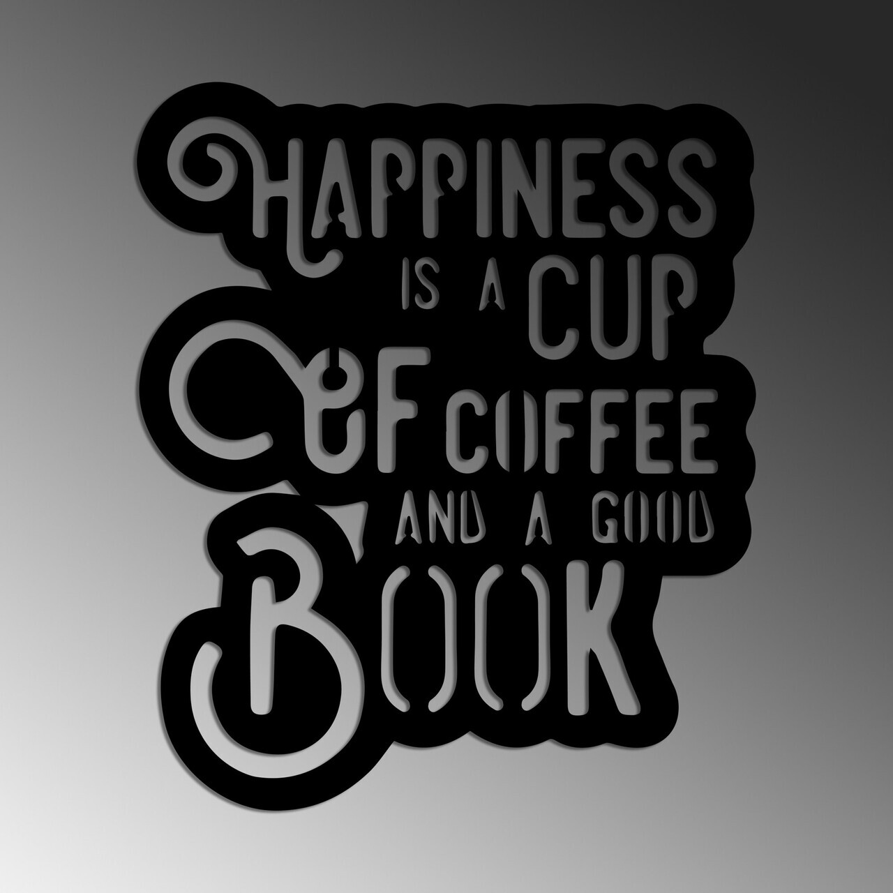 Decoratiune de perete, Happiness Coffee, Dimensiune: 38 x 44 cm , Negru — imaginea 4