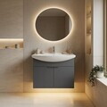 Dulap de baie cu chiuvetă, Hanah Home, Purus 55, Antracit mat