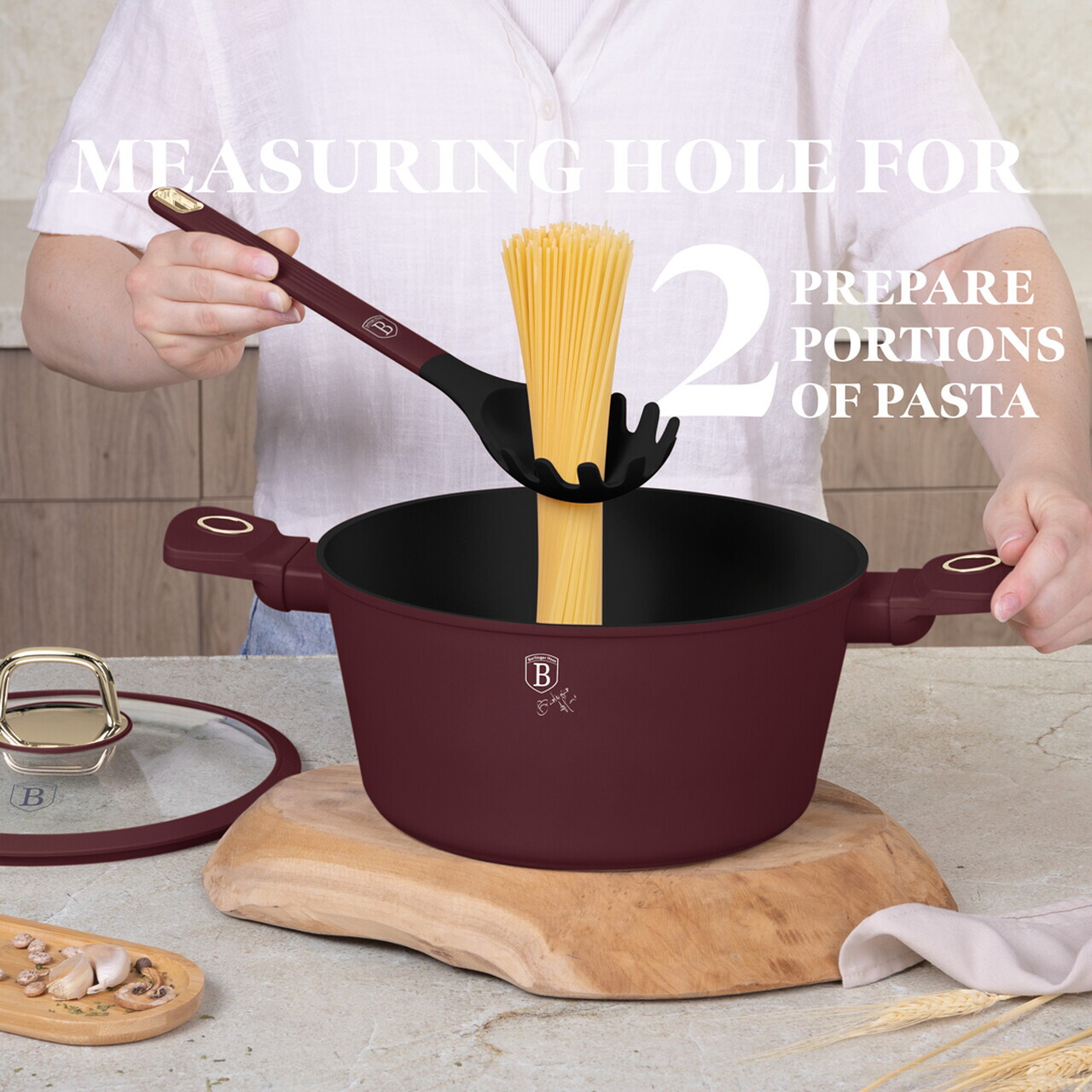 Set 5 ustensile de bucatarie cu suport, Berlinger Haus, Leonardo, nailon/plastic, visiniu mat/negru - imagine 4